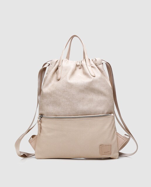 mochila beige mujer