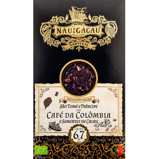 Chocolate Preto São Tomé e Príncipe com Café da Colômbia 67% Cacau Biológico embalagem 80 g - Nau Do Cacau