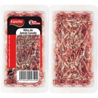 hilos de jamón curado sin gluten pack 2 x 75 g envase 150 g - Espuña