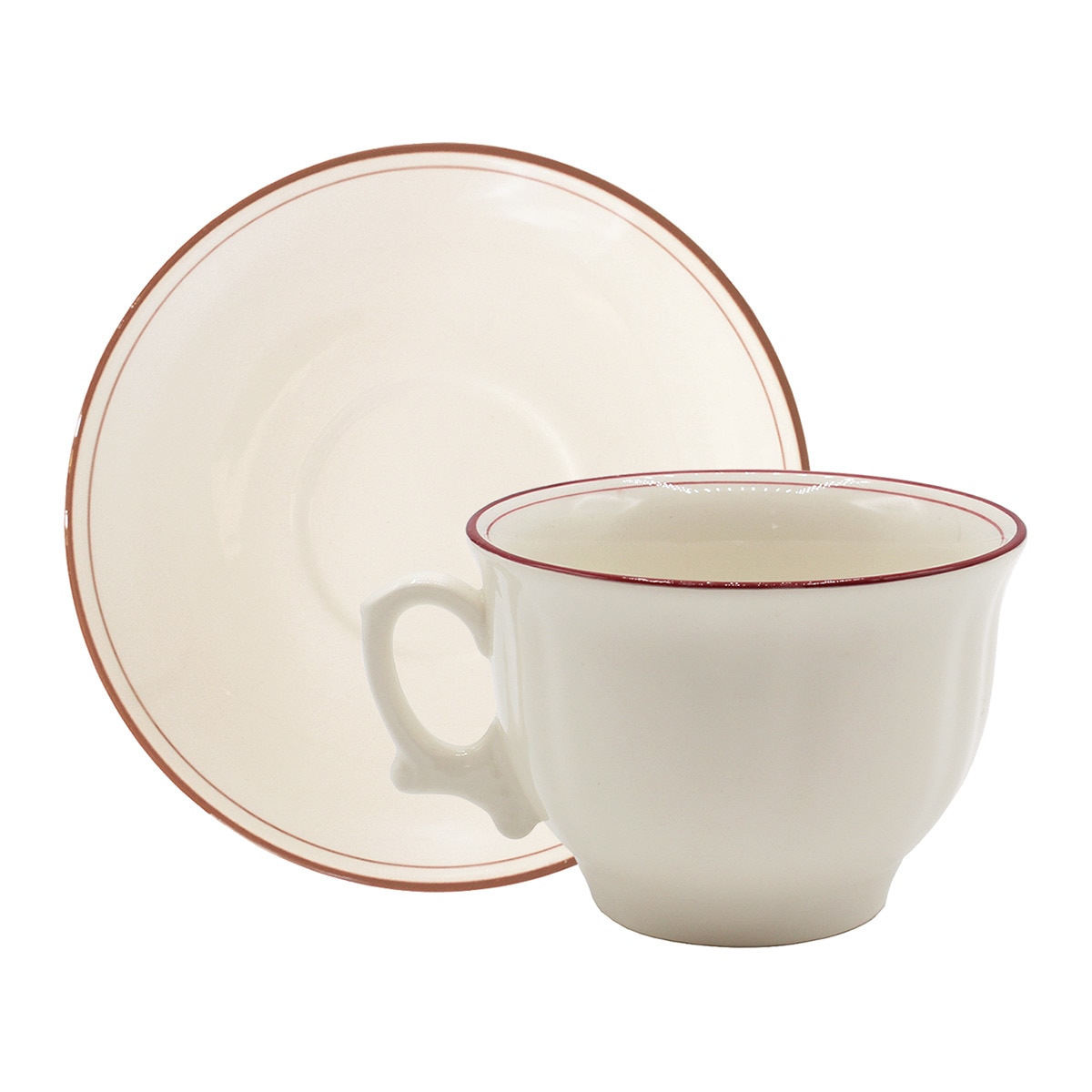 Chávena de pequeno-almoço com prato Octogonal Basic Rosa La Cartuja de Sevilla Branco / Rosa-1