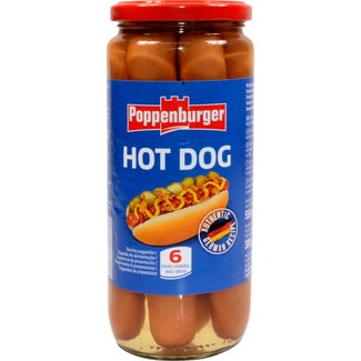 salchichas americanas hot dog 6 unidades frasco 300 g neto escurrido - Poppenburger