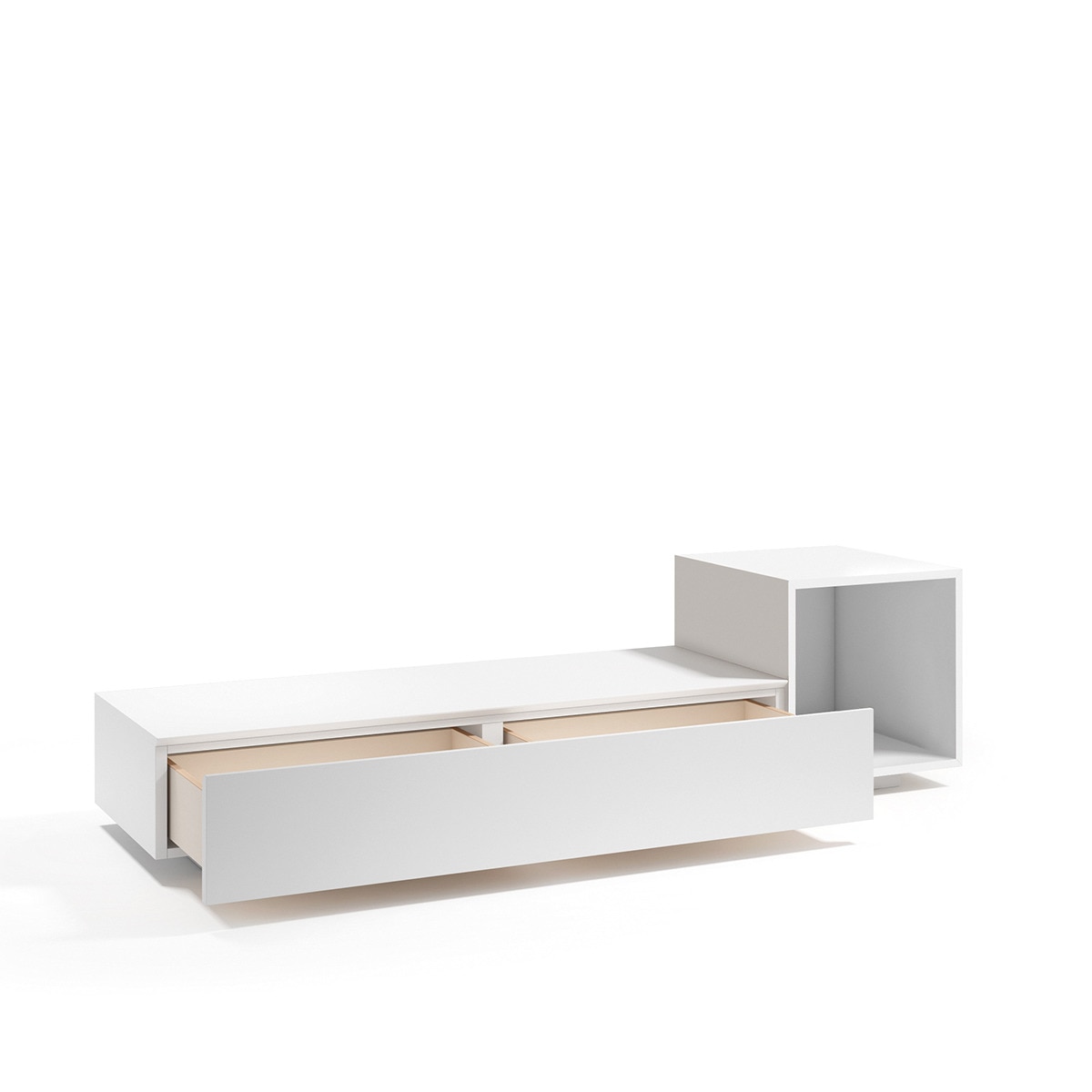 Mueble de TV con cajón y cubo lateral Tempo El Corte Inlgés Blanco-2