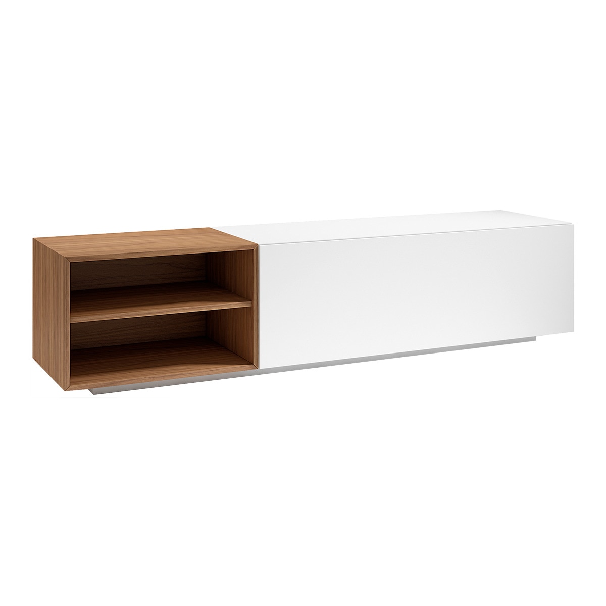 Mueble de TV con dos estantes y puerta abatible Tempo El Corte Inglés Blanco / Nogal-1