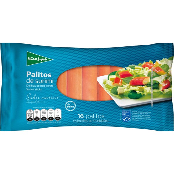 Comprar palitos de surimi sin gluten 16 unidades estuche 300 g · EL