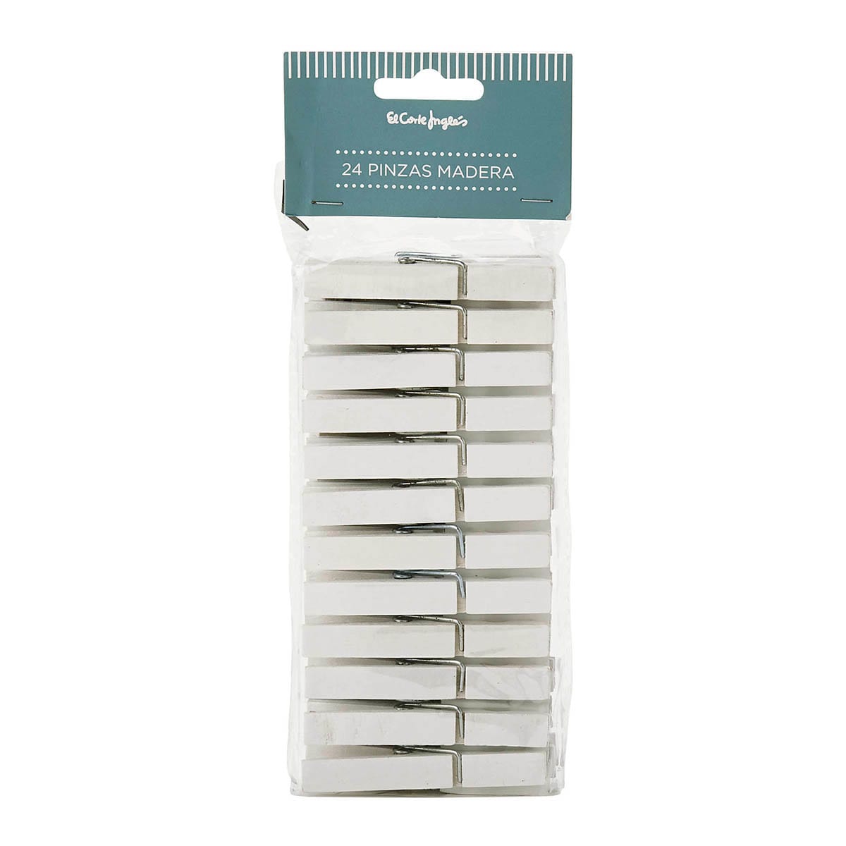 Conjunto de 24 molas de madeira brancas El Corte Inglés Branco-2