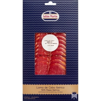 lomo de cebo ibérico 50% raza ibérica en lonchas envase 100 g - Julian Martin