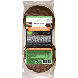 Bolachas de Arroz com Chocolate Preto sem Glúten Biológicas embalagem 100 g - Naturefoods
