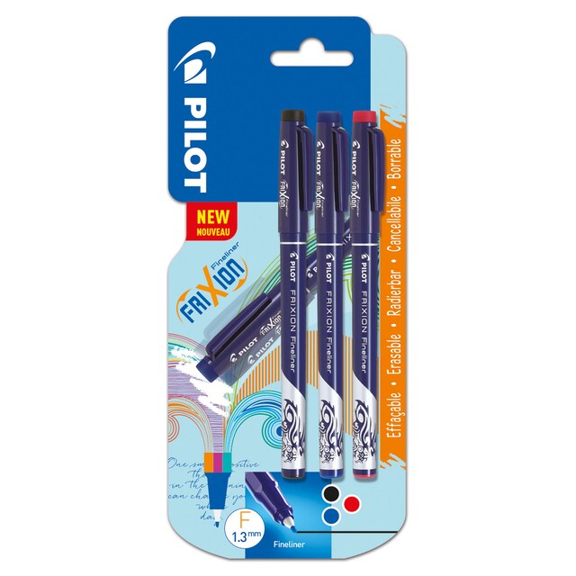Imagen 0 de Blister 3 Bolígrafo Borrable Punta de Fieltro Fineliner Pilot Negro, Azul y Rojo