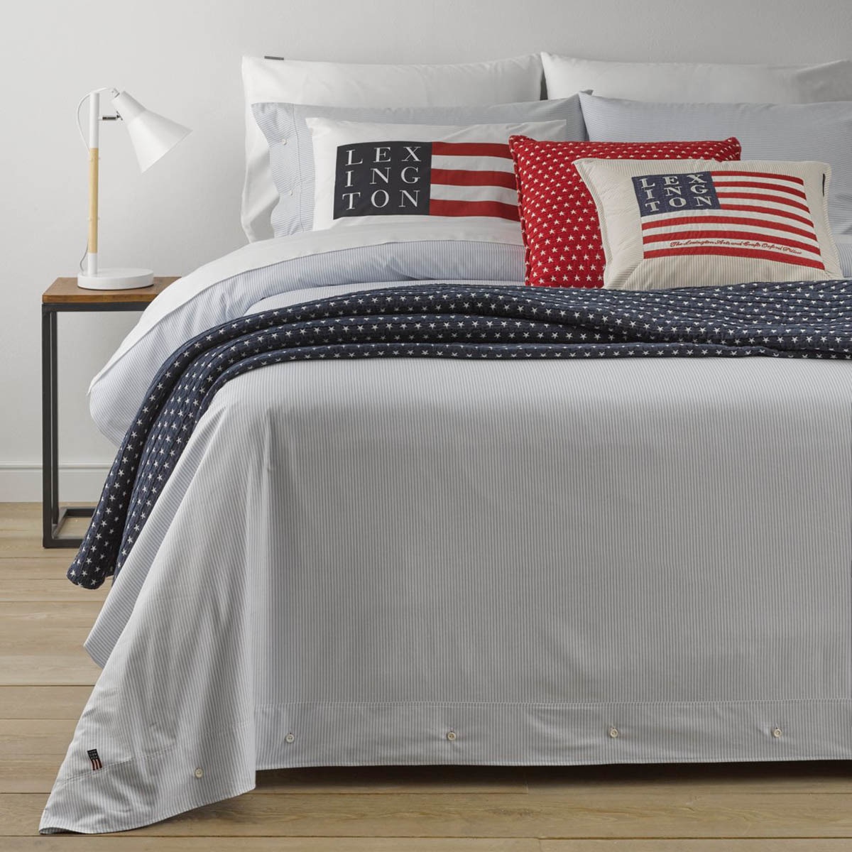Funda de almohada algodón Básico Rayas Lexington - Azul 50 x 90 cm Azul-6