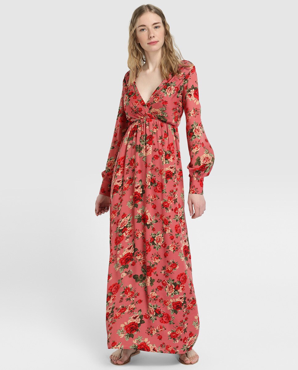 vestido comprido estampado floral