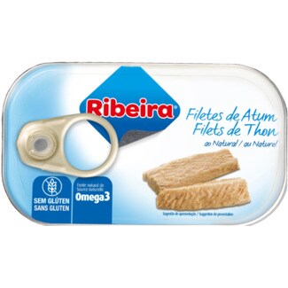 Ribeira Filetes de Atum ao Natural sem Glúten lata 120 g