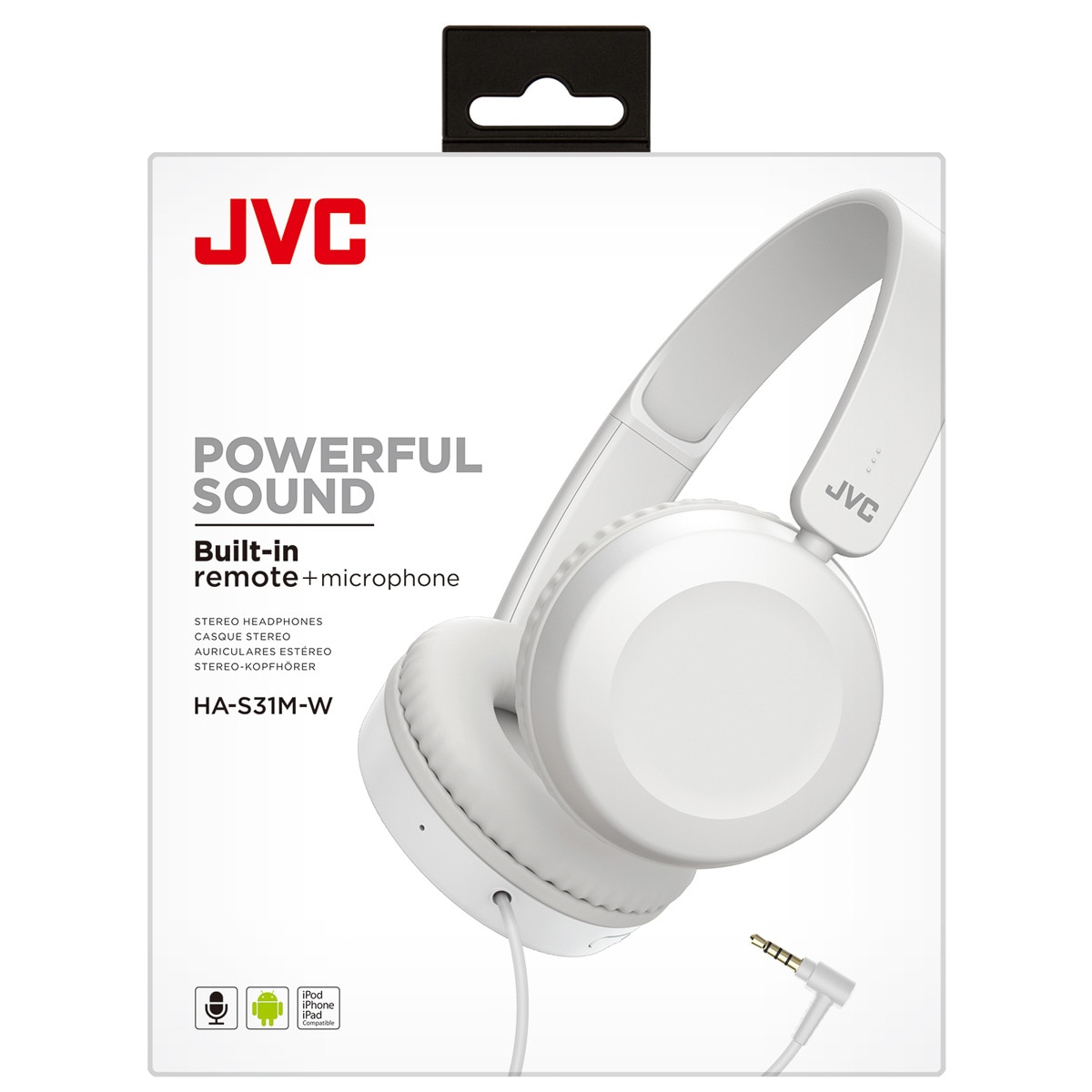 Auriculares de diadema JVC HA-S31M-W-E Blanco con controlador y micrófono Blanco-6