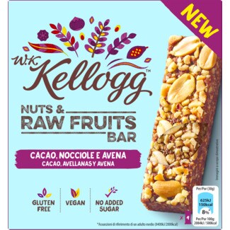 W.K Kellogg Barras de Cereais de Cacau, Avelã e Aveia sem Glúten Pack 4 embalagem 30 g