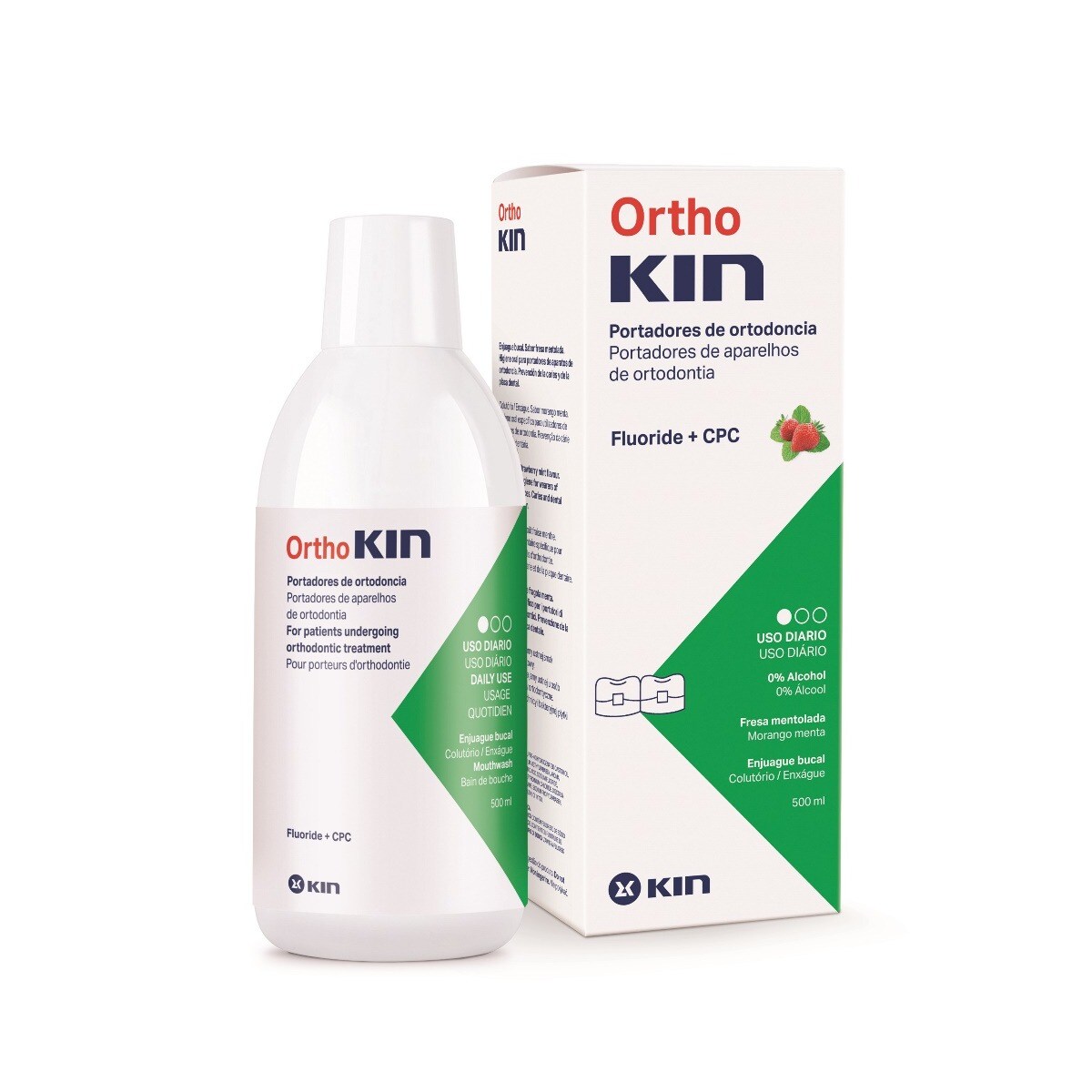 Colutório Morango/Menta Ortho Kin 500ml Kin 1