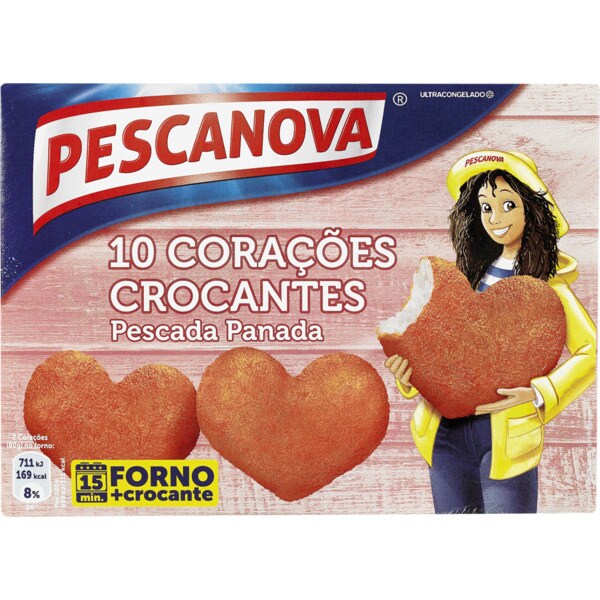 Pescanova Corações Crocantes de Pescada Panada embalagem 400 g
