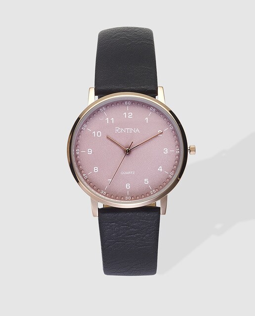 Reloj de hombre Pontina rosado y negro