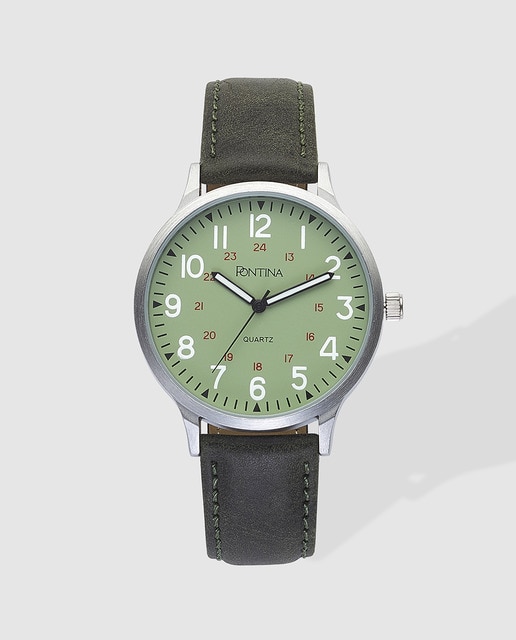 Reloj de hombre Pontina símil piel verde