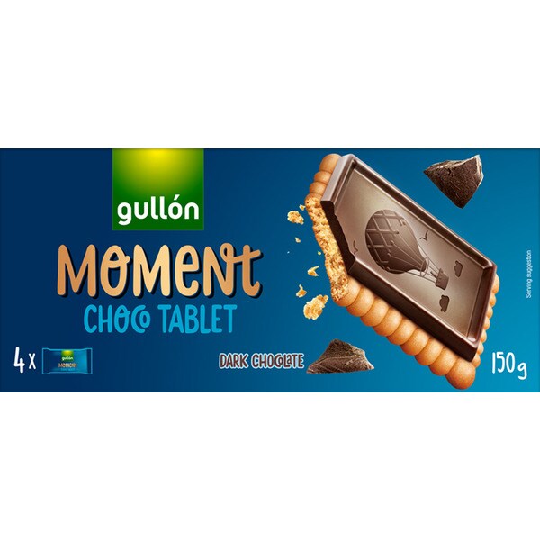 Gullón Moment Bolachas Cobertas com Chocolate Preto embalagem 150 g