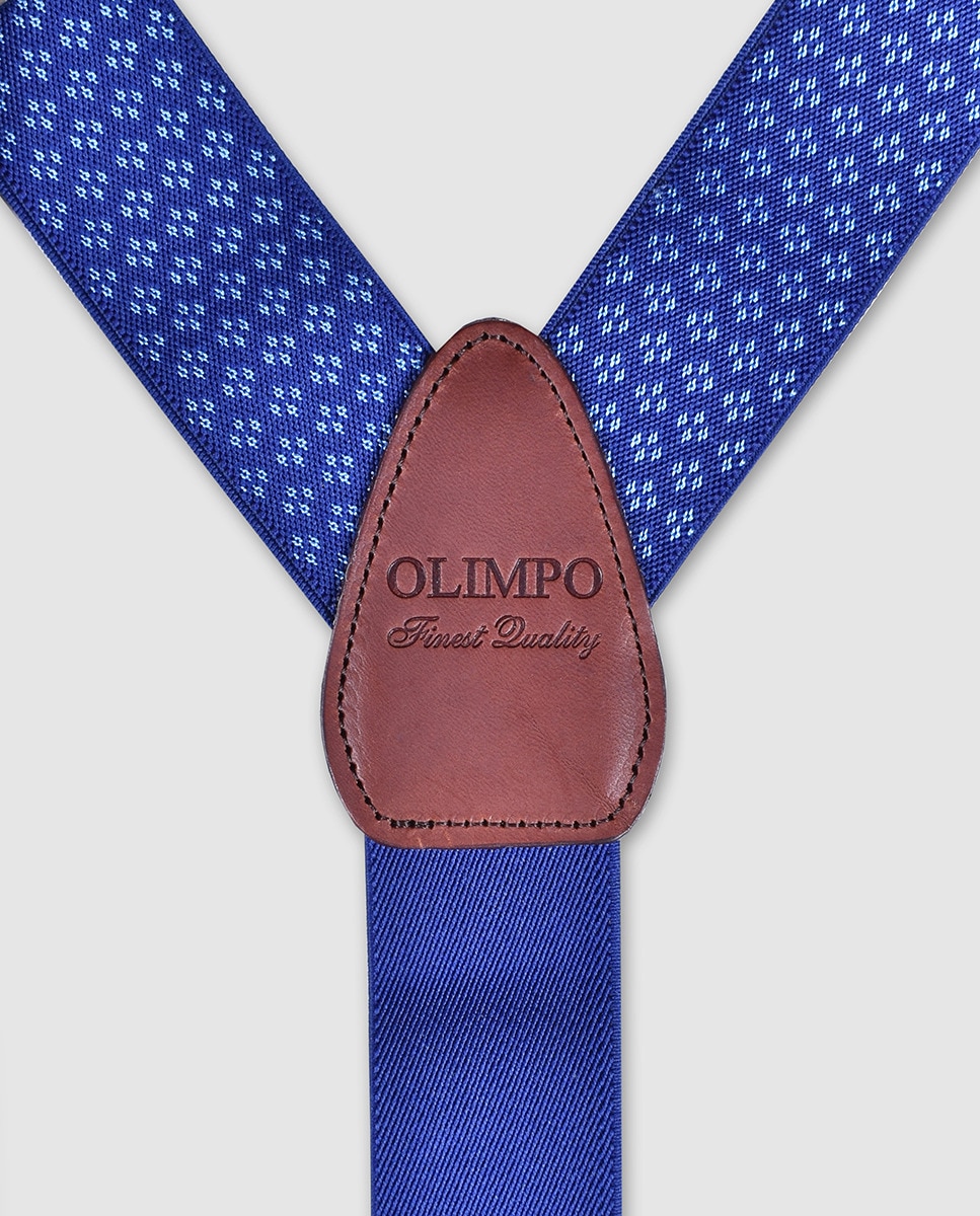 Suspensórios Olimpo elásticos azul índigo com estampado de fantasia Multicolor-2