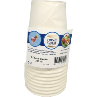 Copos de Cartão 200 ml embalagem 8 unidades - Nova Classe