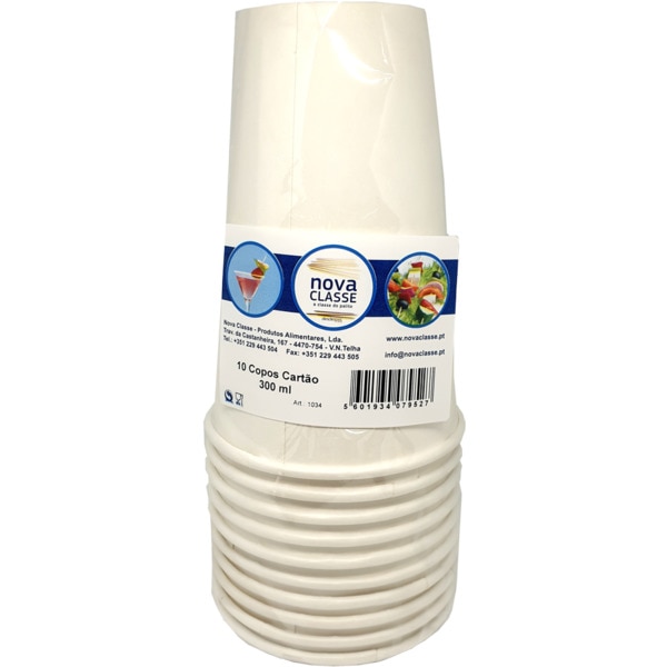 Copos de Cartão 300 ml embalagem 10 unidades