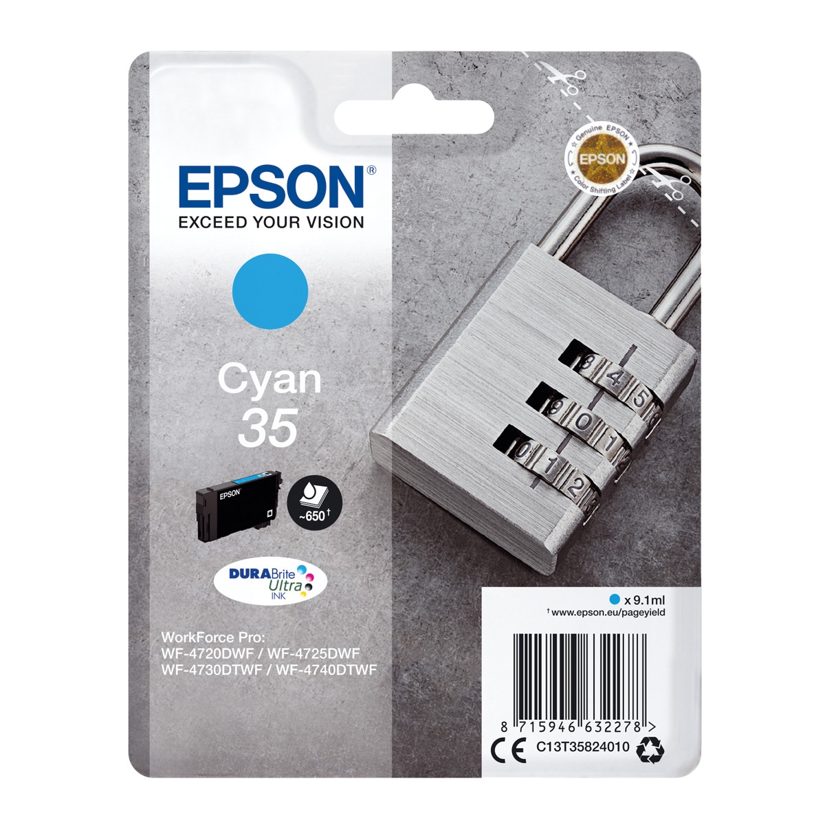 Cartucho de tinta Epson 35 DURABrite Ultra Ink cian (T358240) 1