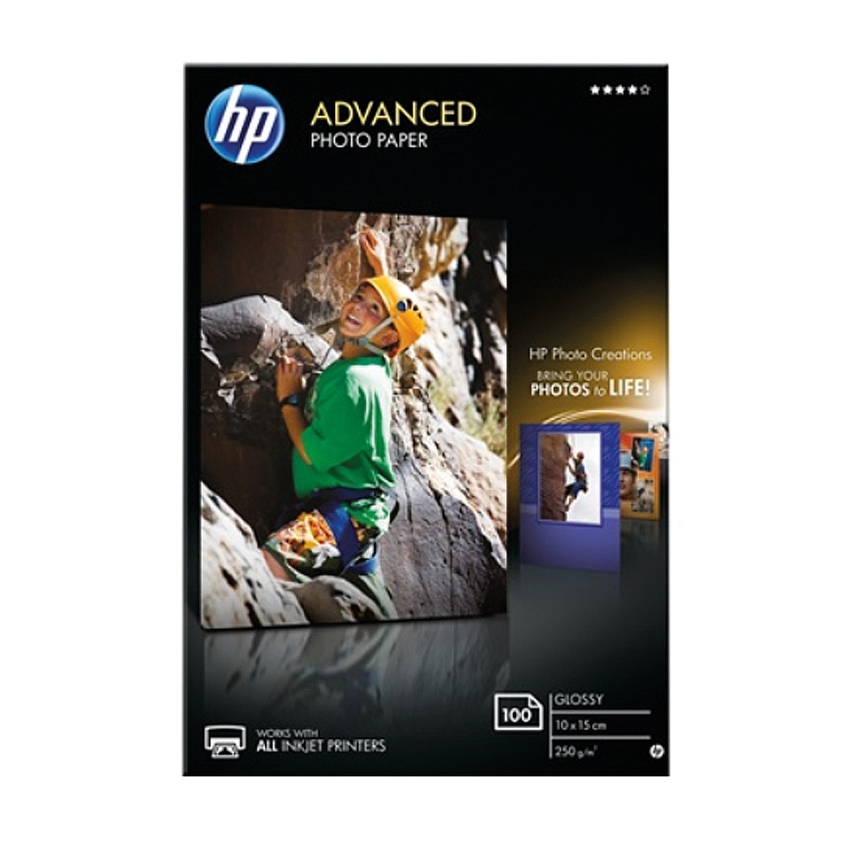 Imagem 0 de Papel de Fotografia HP Advanced Brilhante, 250 g/m2, 10 x 15 cm (101 x 152 mm), 100 folhas