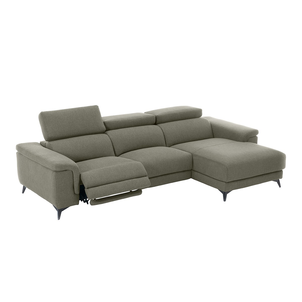 Sofá de 5 plazas con chaiselongue derecha y 1 asiento relax eléctrico