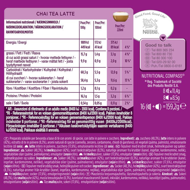 Estuche 16 cápsulas NESCAFE DOLCE GUSTO Chai Tea Latte té con leche 8 dosis  · El Corte Inglés