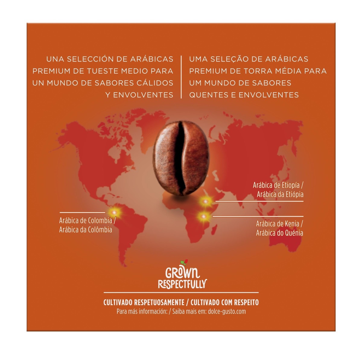 Estuche 16 cápsulas NESCAFE DOLCE GUSTO café Grande Intenso Premium arábica de Ethiopia, Kenya y Colombia intensidad 9 3