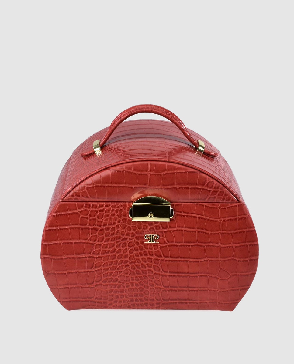 Imagem 0 de Guarda-jóias Pierre Cardin vermelho com acabamento de crocodilo