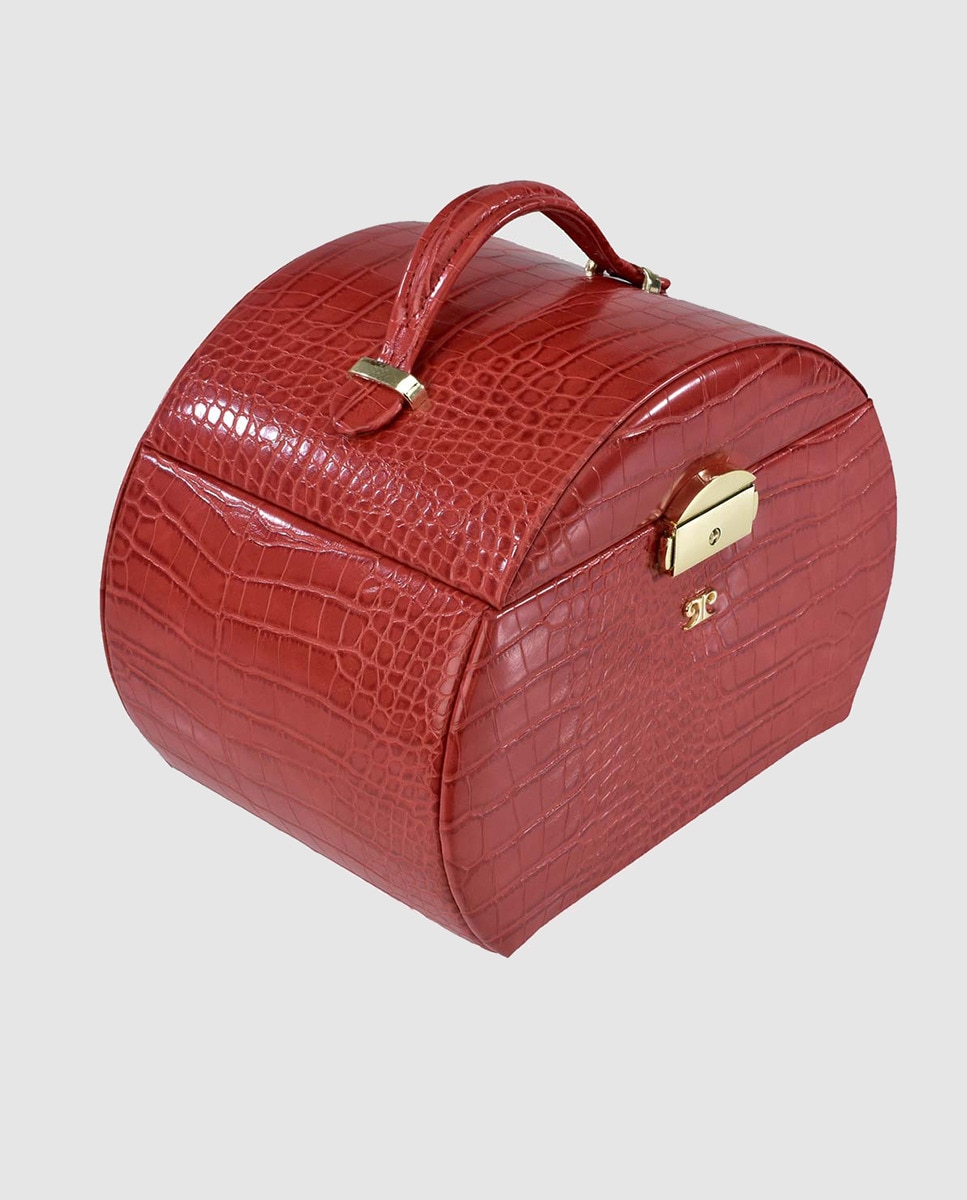 Guarda-jóias Pierre Cardin vermelho com acabamento de crocodilo Vermelho-2