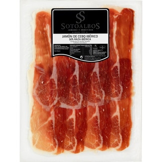 jamón de cebo ibérico 50% raza ibérica en lonchas sin gluten envase 100 g - Sotoalbos