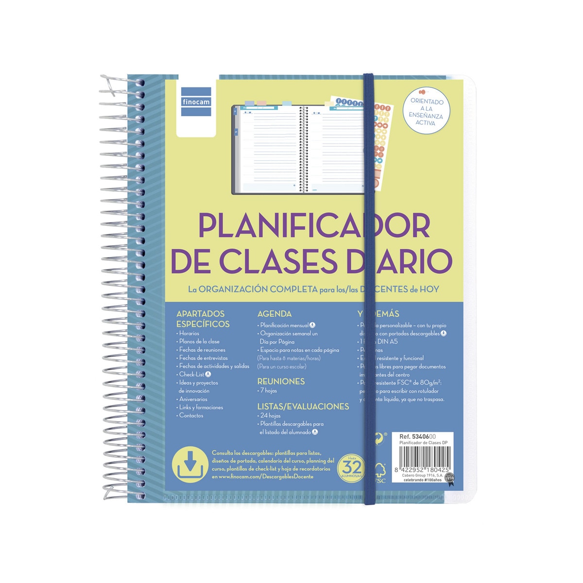 Imagen 0 de Planificador de clases diario para el docente 1/4 - 155x212 mm 1 día página Finocam