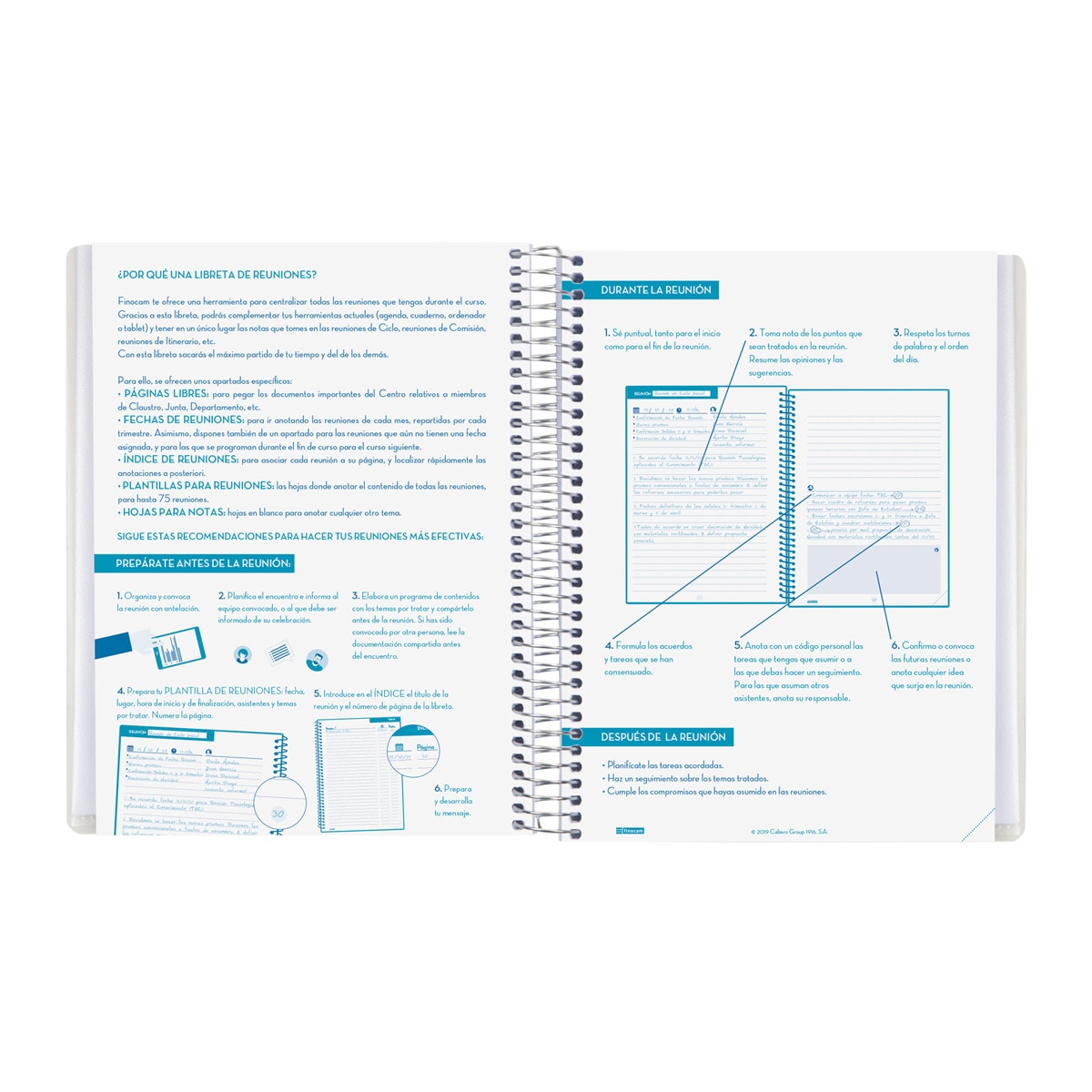 Libreta de reuniones para el docente 1/4 - 155x212 mm Finocam Azul-3