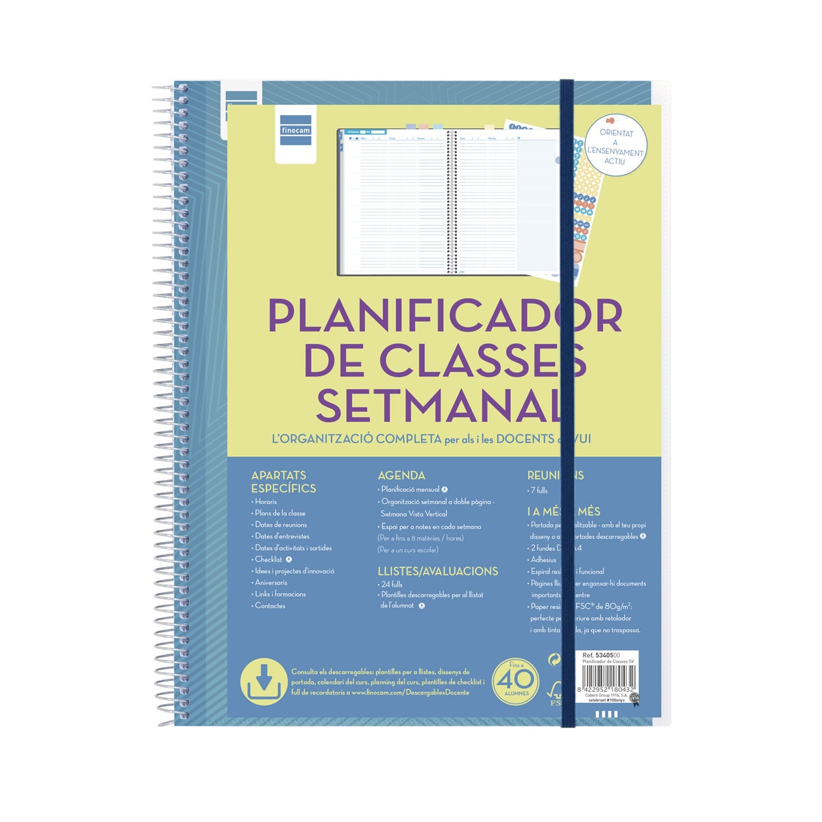 Imagen 0 de Planificador de clases semanal para el docente 230x310 mm semana vista vertical Finocam catalán