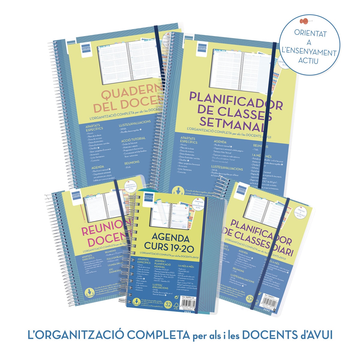 Planificador de clases semanal para el docente 230x310 mm semana vista vertical Finocam catalán Azul-9