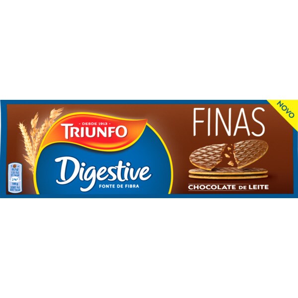Triunfo Digestive Bolachas Digestivas Finas de Chocolate de Leite embalagem 170 g