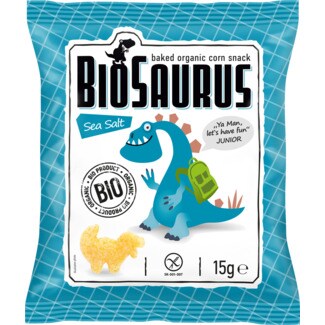 Biosaurus Snack de Milho com Sal Marinho sem Glúten Biológico embalagem 15 g