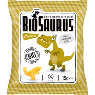 Biosaurus Snack de Milho com Queijo sem Glúten Biológico embalagem 15 g