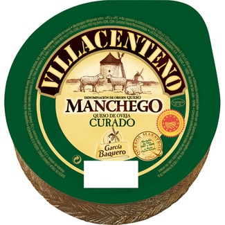 queso curado de oveja madurado graso DOP Queso Manchego pieza 880 g elaborado con leche pasteurizada - Villacenteno