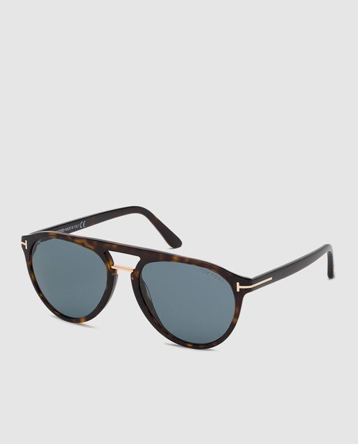 Gafas de sol de hombre Tom Ford estilo aviador con montura Tom Ford Gafas de sol de hombre en acetato habana con