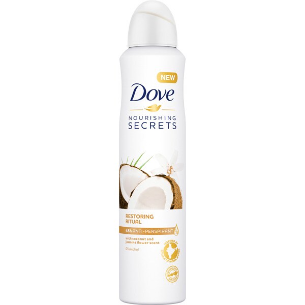 desodorante Coco 48h antitranspirante 0 alcohol spray 250 ml · DOVE
