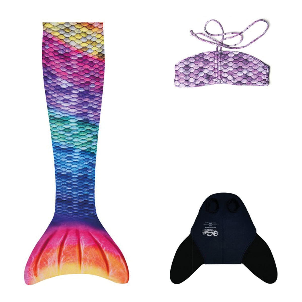 Kuaki - Conjunto Infantil Cola De Sirena 3 Piezas Rainbow