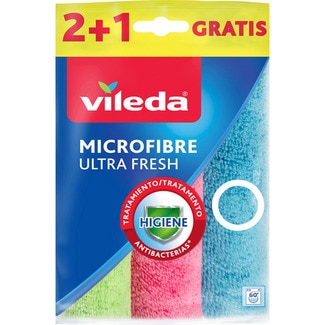 bayeta microfibra Ultra Fresh higiene paquete 2 unidades + 1 gratis - Vileda
