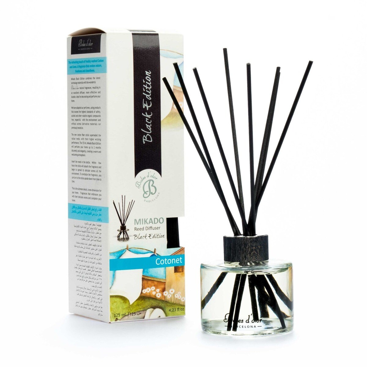 Difusor Mikado com Varetas Black Edition 200 ml- Cotonet 1
