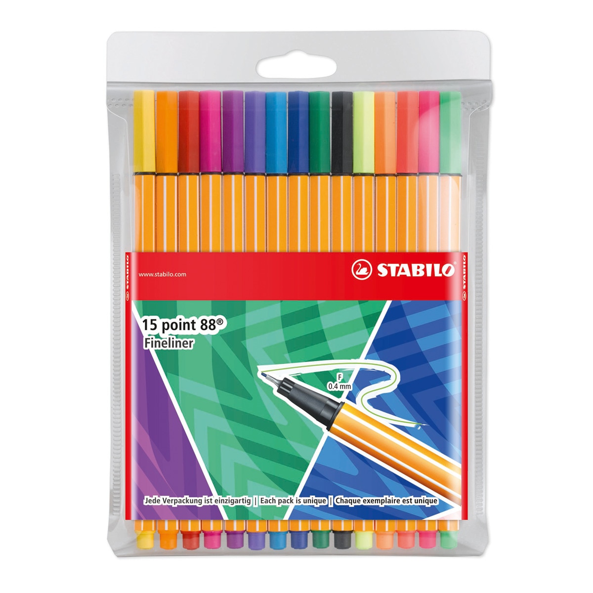 Pack Just Like You de 10 Rotuladores + 5 Rotuladores neón Punta Fina point 88 STABILO Multicolor Multicolor-3