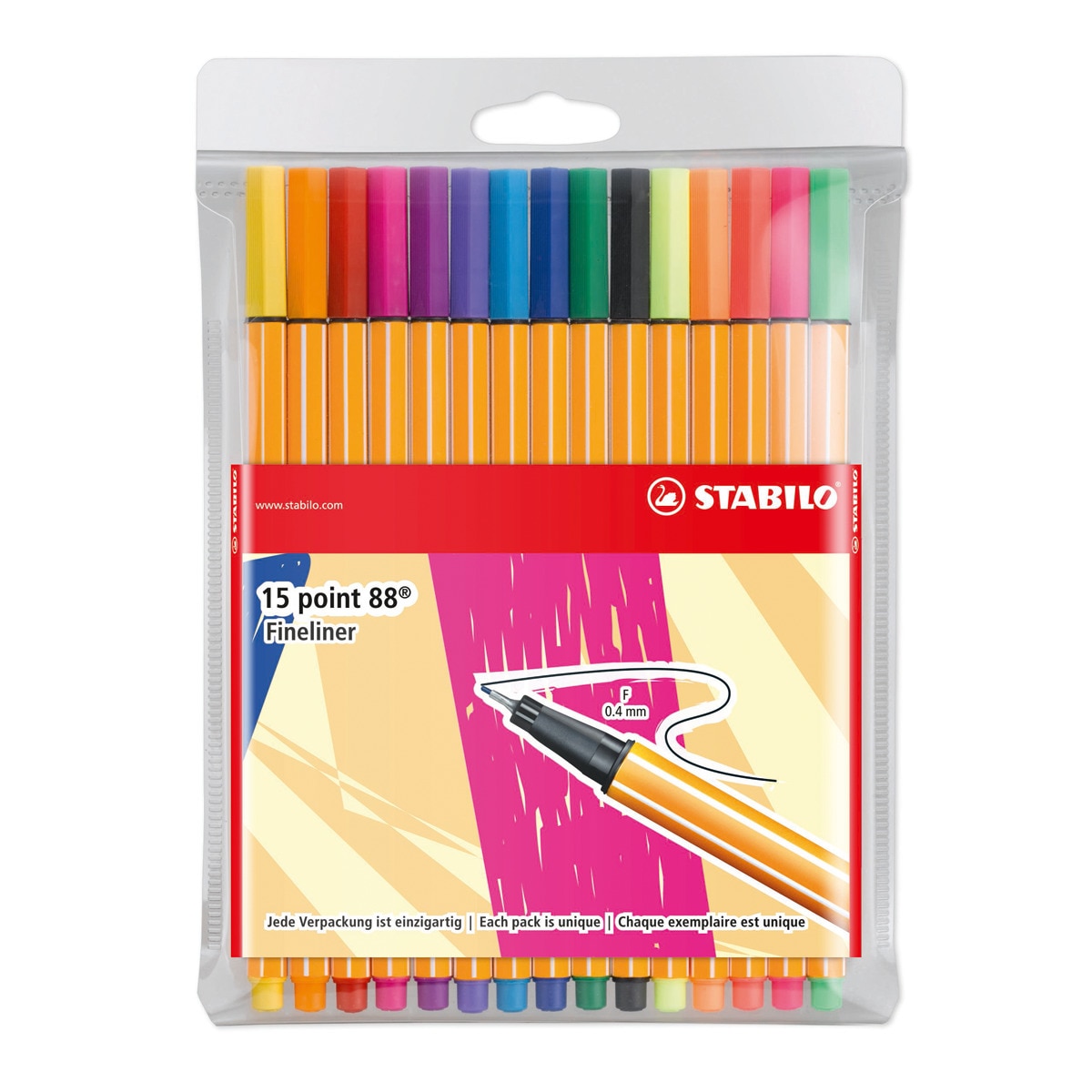 Pack Just Like You de 10 Rotuladores + 5 Rotuladores neón Punta Fina point 88 STABILO Multicolor Multicolor-5