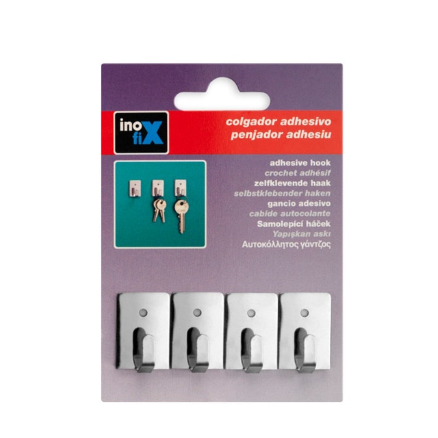 Colgador Adhesivo Acero Inox Mini - 4 Uds Acero-2
