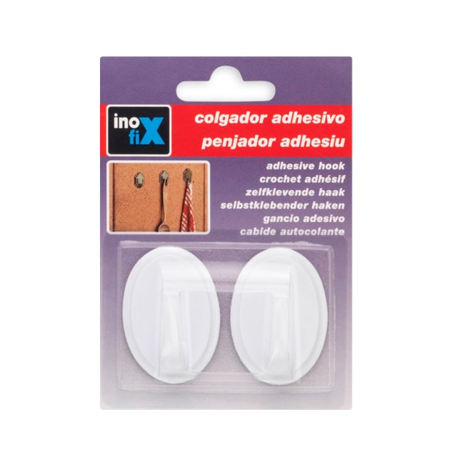 Colgador Adhesivo Clásico Oval - 2 Uds Blanco-2